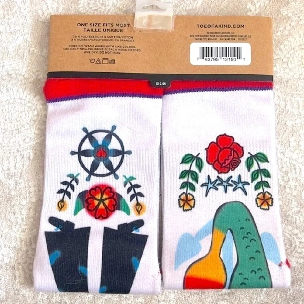 Brand New Set Toe of a Kind Crew Socks Feeling Lucky Card Player Sailor Mermaid